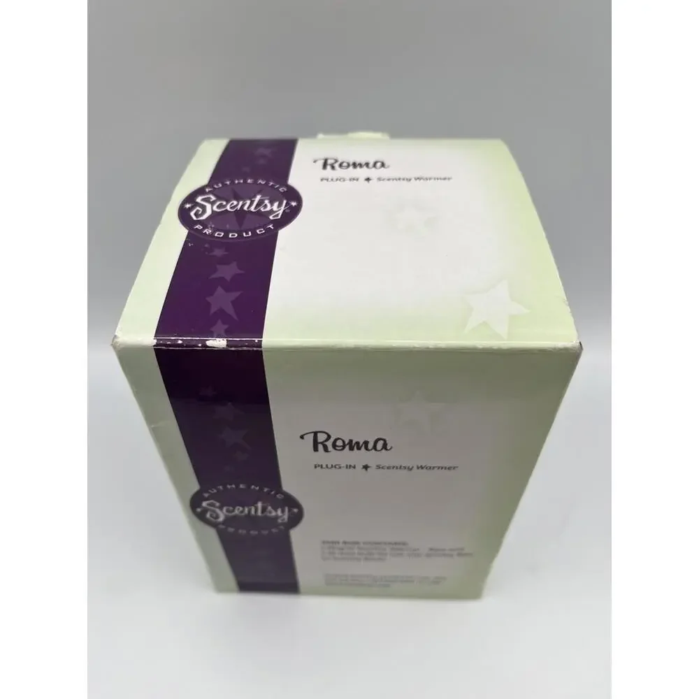 Retired Scentsy Roma Red Ceramic Plug-In Wax Warmer Round Shape w/ Box - Picture 5 of 8